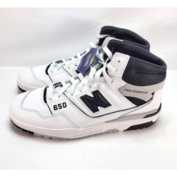 New Balance LifeStyle High Top Basketball Shoes Mens Sz 9.5 White Black BB650RCE
